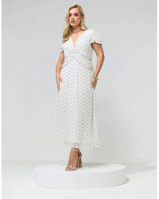 Yours Clothing White Dobby Twist Front Maxi Dress