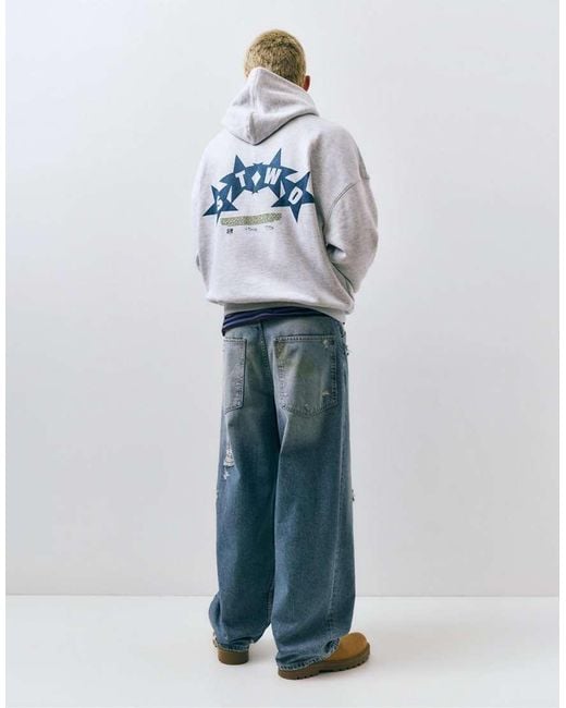 Pull&Bear Gray Stwd Boxy Hoodie for men