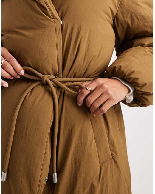 ASOS Natural Funnel Neck Longline Puffer Jacket