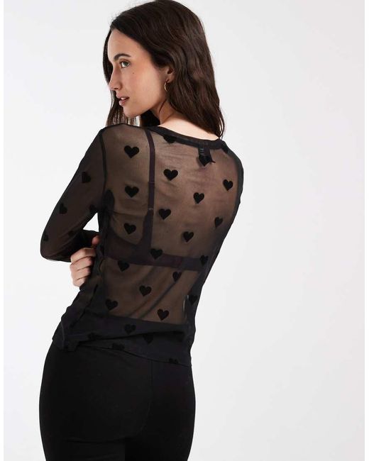 Vero Moda Black Sheer Long Sleeve Mesh Top