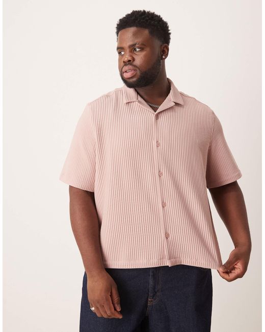 Chemise plissée coupe carrée ample avec col à revers ASOS pour homme en coloris Pink