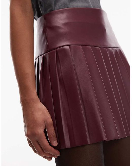 ASOS Red Pu Pleated Mini Skirt