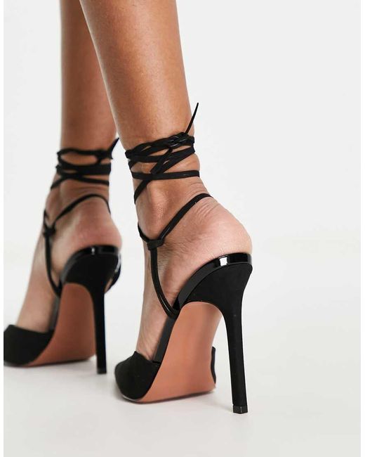 ASOS Black Prize Tie Leg High Heeled Shoes
