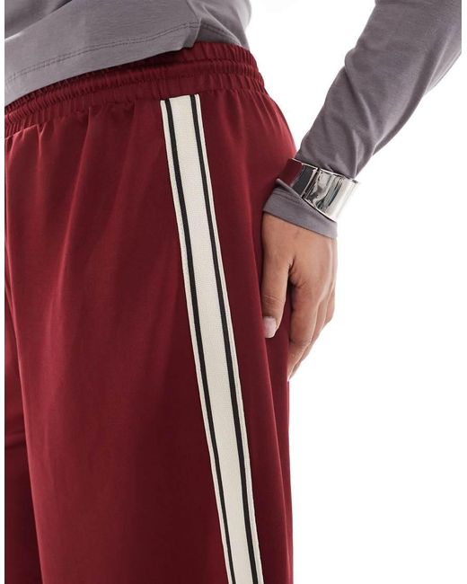 ONLY Red Contrast Panel Wide Leg Trouser