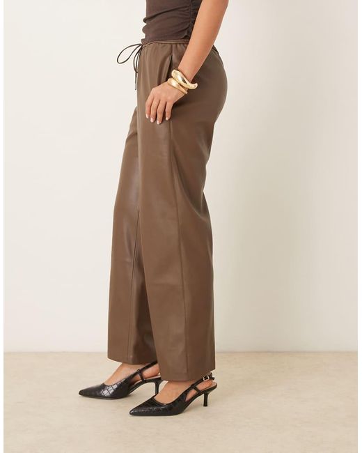 Mango Natural Faux Leather Tie Waist Pants