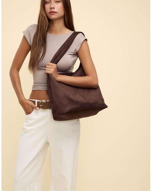Stradivarius White Faux Suede Shoulder Bag