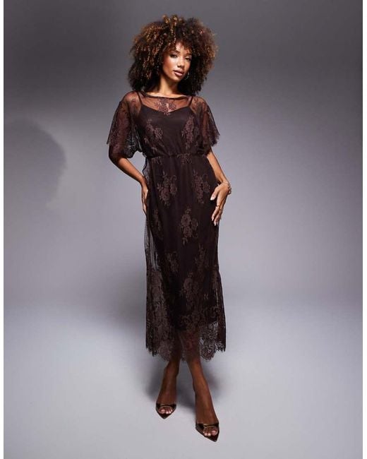 Never Fully Dressed Brown Tilly Off Shoulder Plisse Maxi Dress
