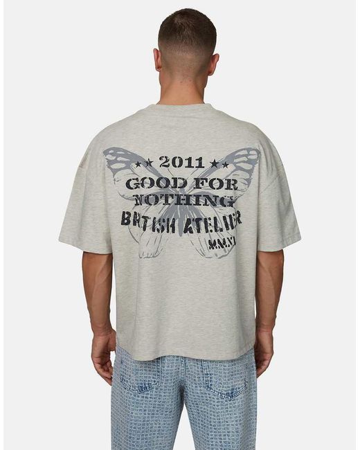Good For Nothing Gray Boxy Fit Graphic Tee for men