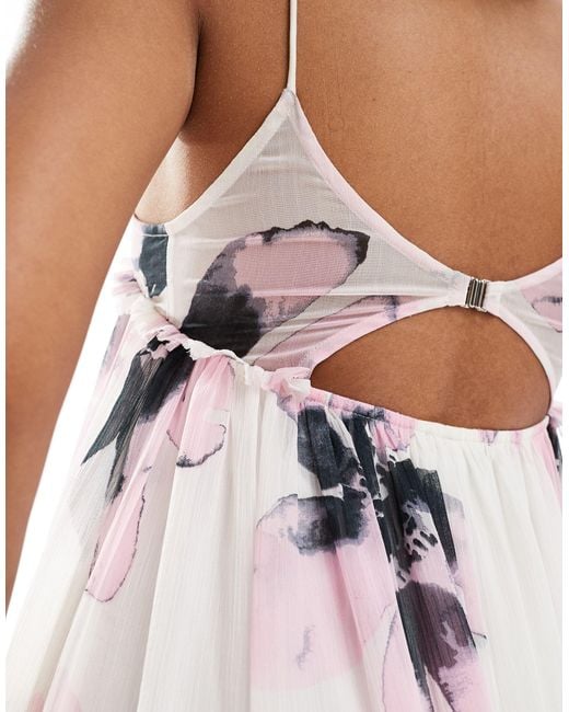 ASOS Pink Chiffon Trapeze Maxi Dress With Raw Edge