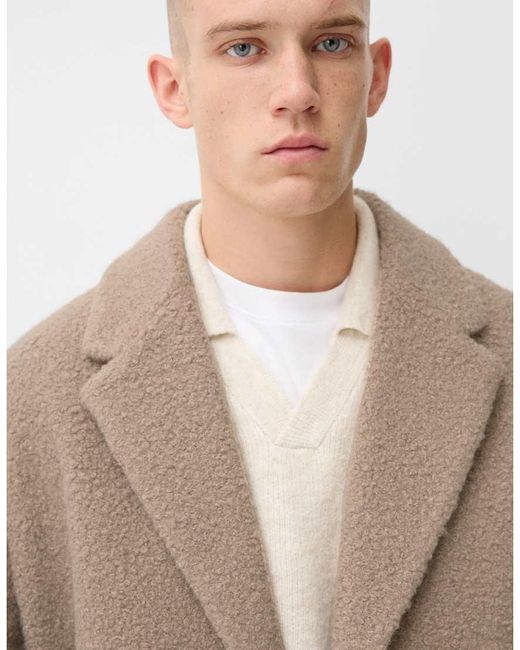 Bershka Blue Collection Longline Overcoat for men