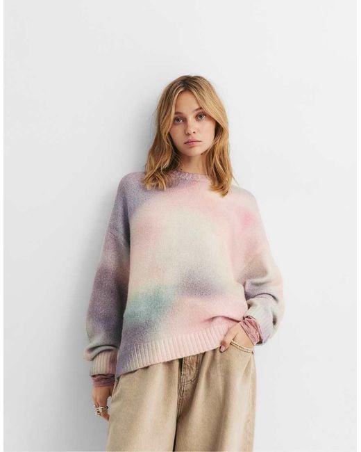 Pull&Bear Natural Tie-dye Knit Sweater