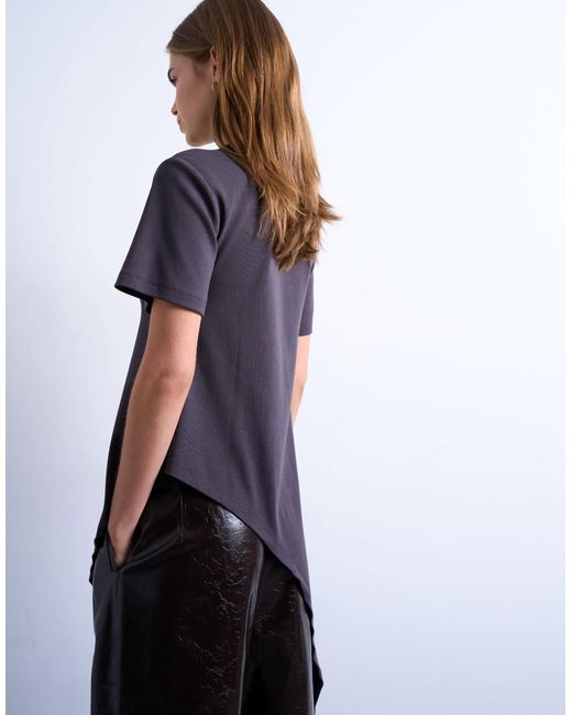 TOPSHOP White Slinky Asymmetric Short Sleeve Tunic Top