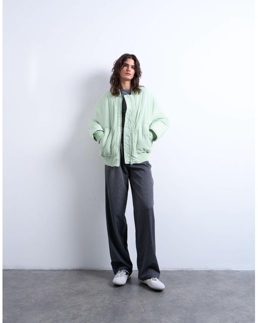 TOPSHOP Green Techy Bomber Jacket