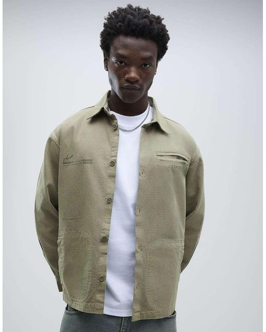 River Island Green Long Sleeve L'Espoir Graphic Overshirt for men