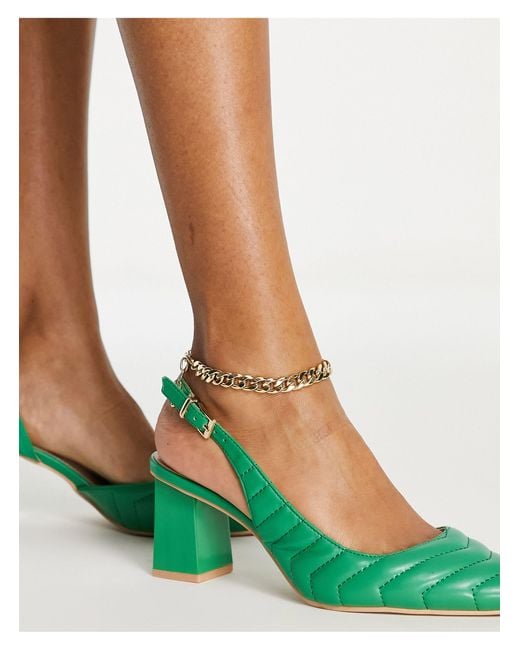 Raid Wide Fit Adonis Mid Heel Shoes in Green | Lyst