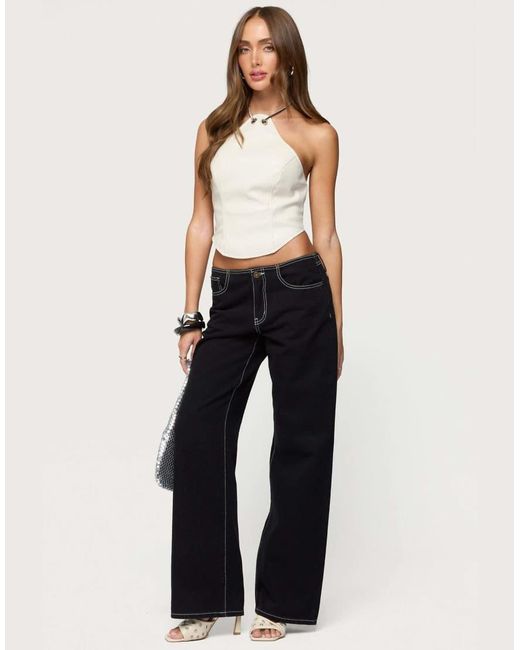 Edikted White Kizzie Faux Leather Halter Top