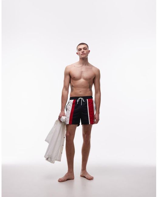 Tommy Hilfiger Red Colour Block Drawstring Swim Short for men