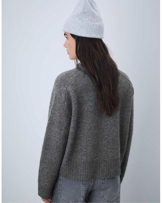 Stradivarius Gray Basic Soft Knit Sweater