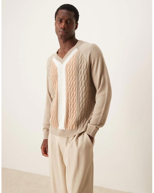 Pull décontracté en maille torsadée - taupe ASOS pour homme en coloris Natural