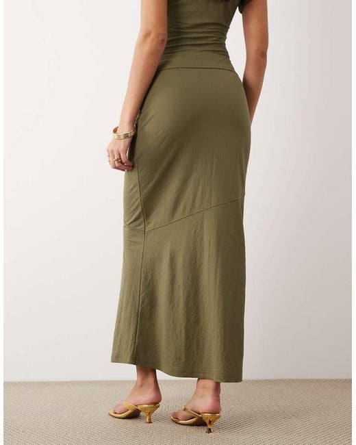 ASOS Green Linen Look Bias Maxi Skirt
