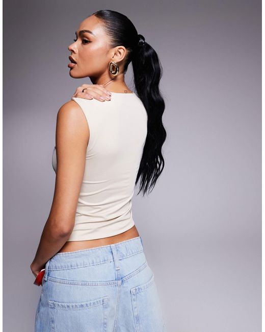 ASOS White Keyhole Slinky Tank Top