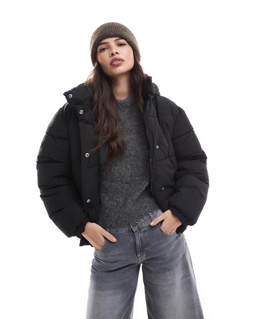 Pimkie Black Padded Hooded Coat With Drawstring Hood