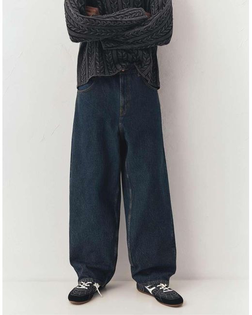 Pull&Bear Blue Relaxed Fit Baggy Jeans for men