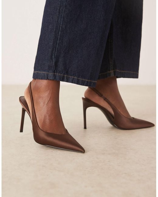 Mango Blue Satin Sling Back Heel