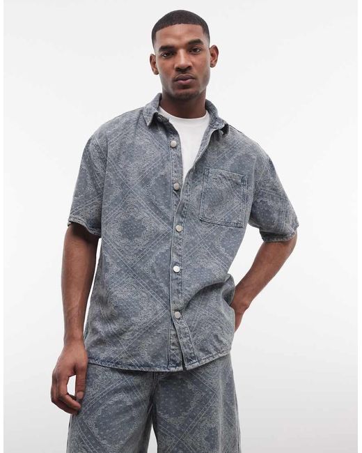 Liquor N Poker Blue Relaxed Denim Shirt Co-Ord for men