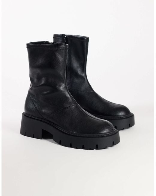 TOPSHOP Black Liam Chunky Sock Boot