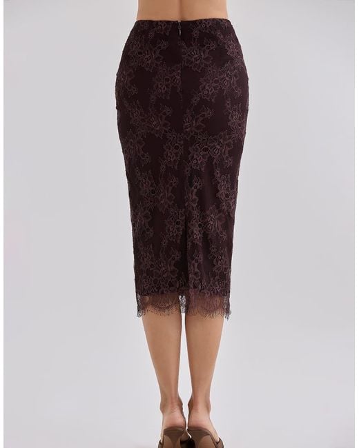 House Of Cb Brown Serelle Chocolate Lace Midi Skirt