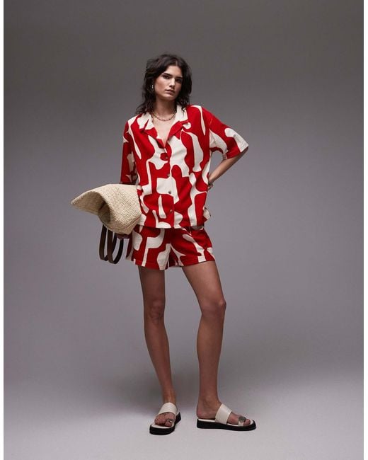 TOPSHOP Red – kastige ftee-hemdbluse