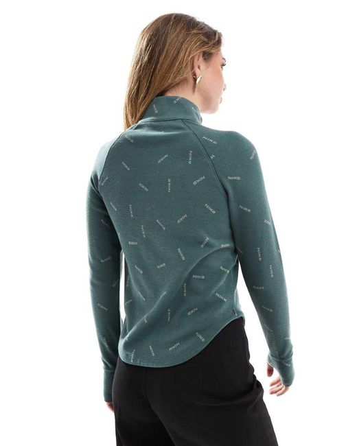 Top Verde De Manga Larga Con Media Cremallera Swoosh De Nike de color Blue