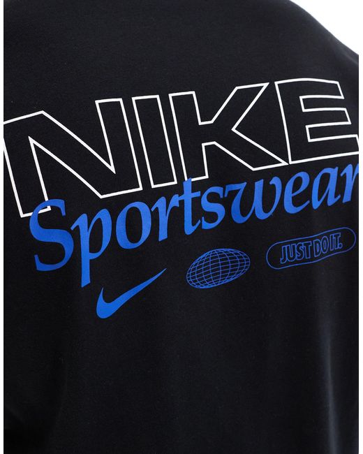 Camiseta negra con estampado gráfico en la espalda Nike de hombre de color Blue
