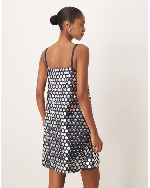 Ghospell White Denim Sequin Mini Shift Dress