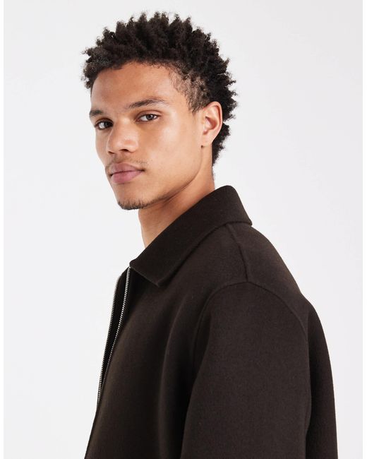 Veste style workwear double épaisseur en laine mélangée - marron foncé ARKET pour homme en coloris Black