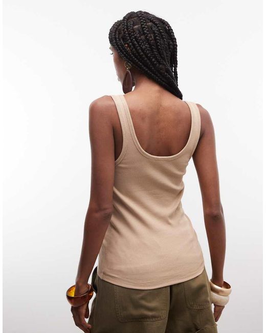 ASOS Natural Ribbed Scoop Neck Henley Vest