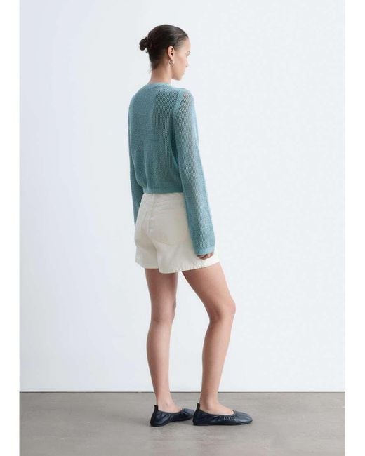 & Other Stories Blue Pure Cotton Crew Neck Lightweight Cardigan