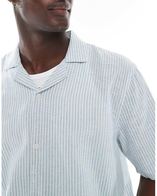Camicia Testurizzata A Righe A Maniche Corte di Hollister in White da Uomo