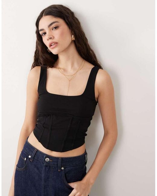 Miss Selfridge Black Corset Top