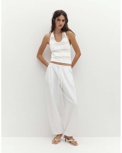 Top dos nu transparent - beige Pull&Bear en coloris White
