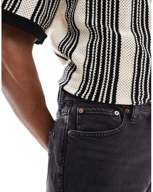 Jack & Jones Black Denim Short With Turn Up for men