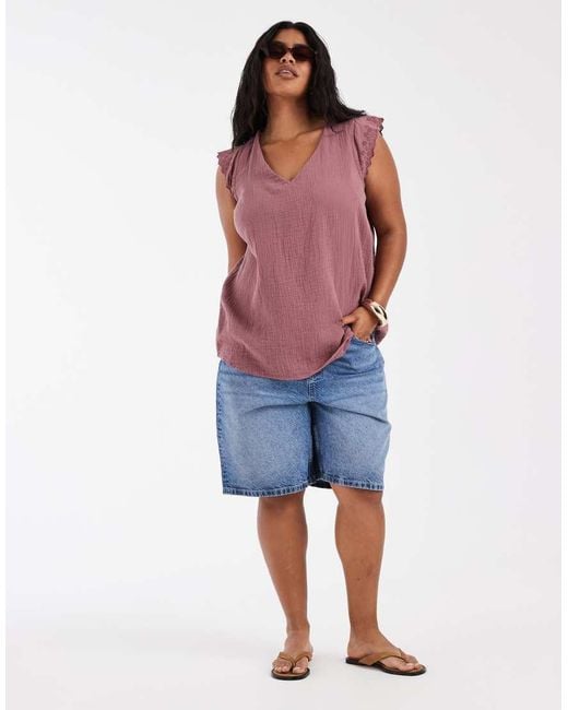 ONLY Multicolor V-neck Textured Top