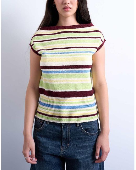 Top Amarillo A Rayas Asimétrico De Punto De TOPSHOP de color Multicolor