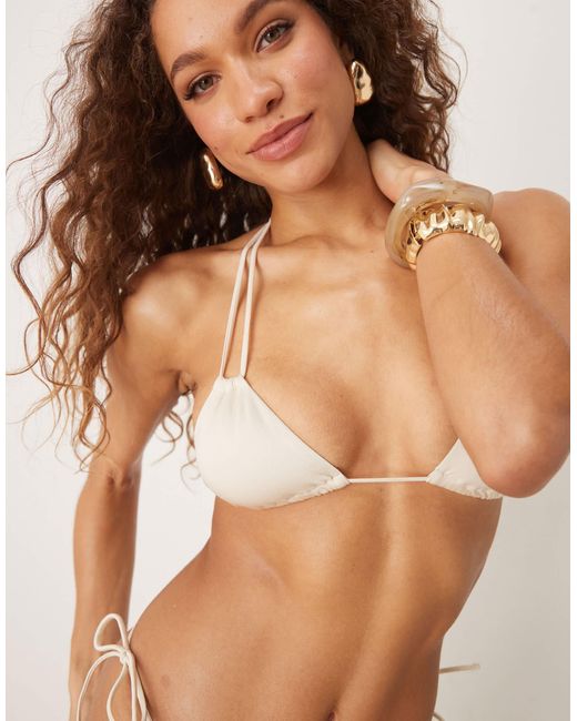 Free Society Brown Double Strap Triangle Bikini Top