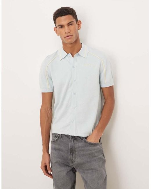 House Of Sunny White Button-down Knitted Polo Shirt for men