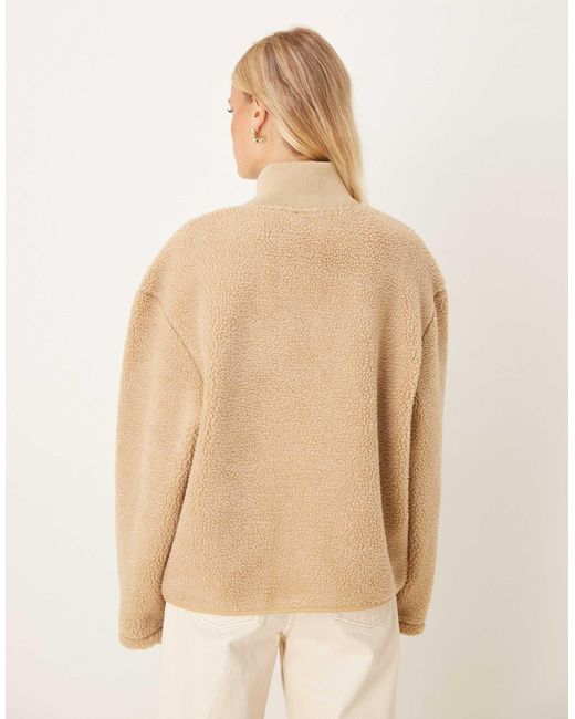 ASOS Natural Hooded Borg And Knit Mix Jacket