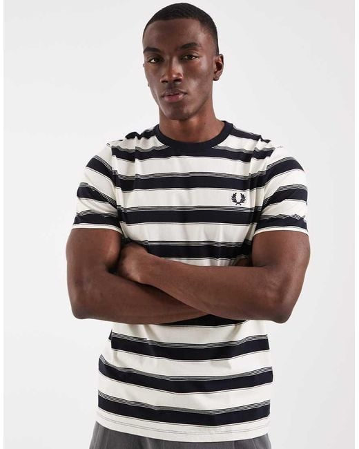 Fred Perry White Fine Stripe T-shirt for men