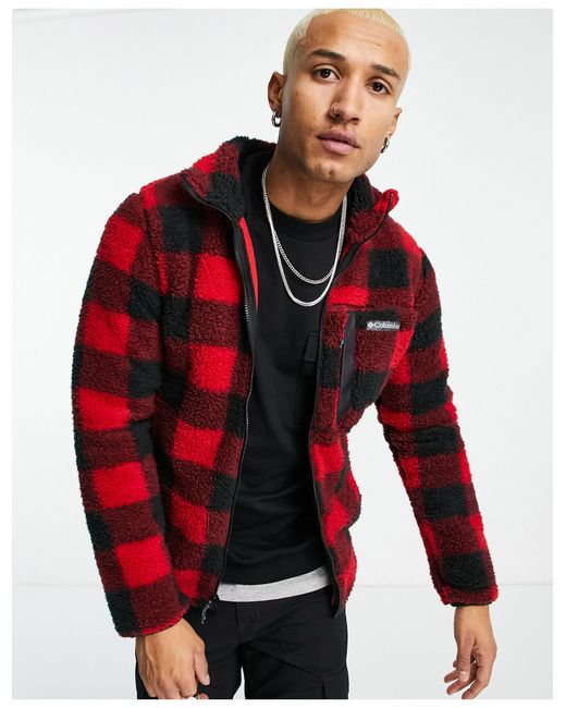 Columbia Red Winter Pass Plaid Full Zip Fleece for men