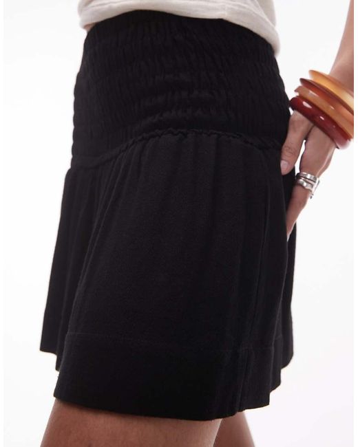 TOPSHOP White High Rise Linen Mini Skirt With Ruched Sides